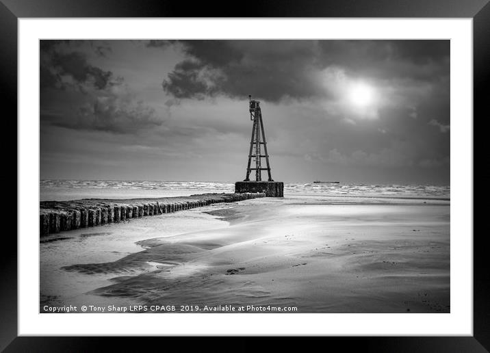 RYE HARBOUR ENTRANCE BY MOONLIGHT Framed Mounted Print by Tony Sharp LRPS CPAGB