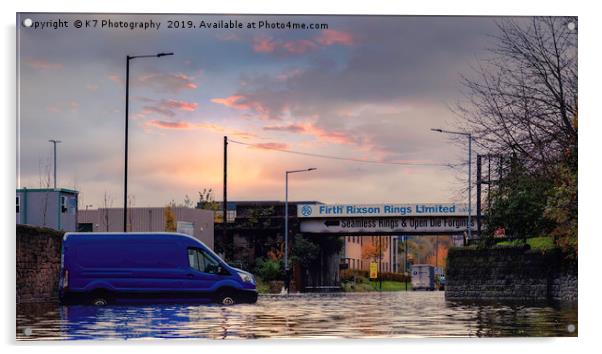 Rotherham Floods in November 2019 Acrylic by K7 Photography