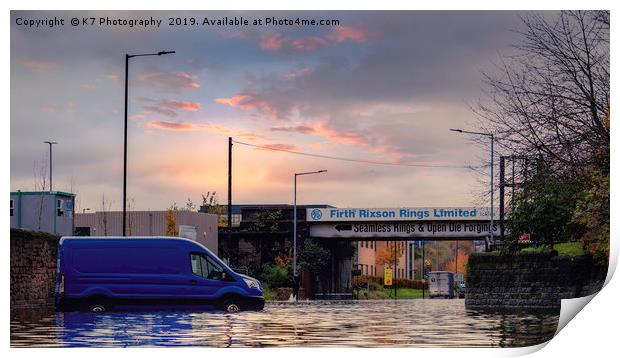 Rotherham Floods in November 2019 Print by K7 Photography