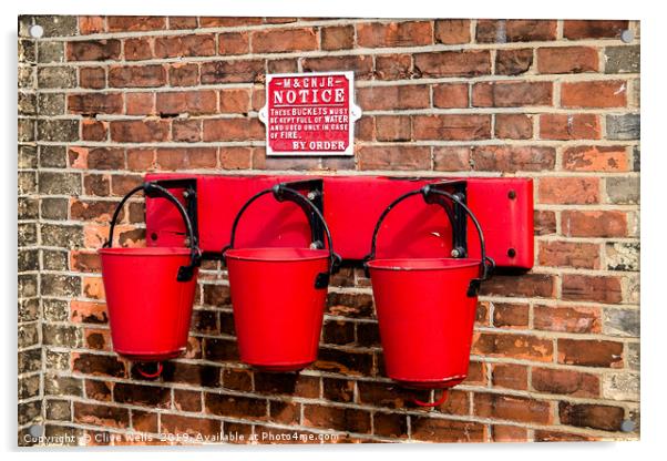 Fire buckets Acrylic by Clive Wells