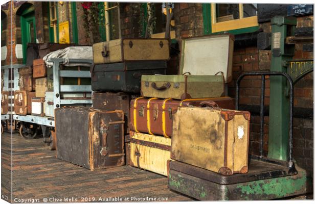 Luggage on Sheringham Station in North Norfolk Canvas Print by Clive Wells