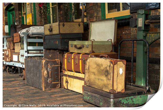 Luggage on Sheringham Station in North Norfolk Print by Clive Wells