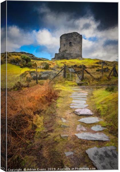 Dolbadarn Castle Llanberis Wales Canvas Print by Adrian Evans
