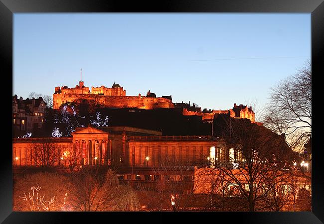 Edinburgh Castle at night Framed Print by Walter Hutton