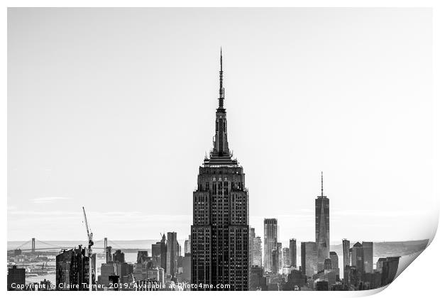 New York skyline and the Empire State Building Print by Claire Turner