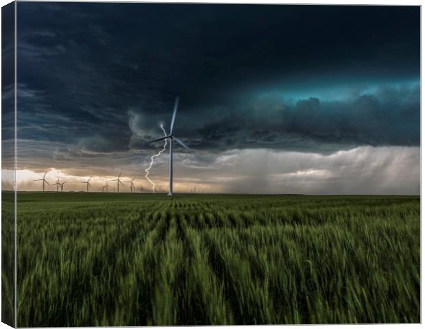 Colorado Windfarm Storm Canvas Print by John Finney
