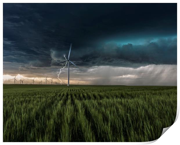 Colorado Windfarm Storm Print by John Finney