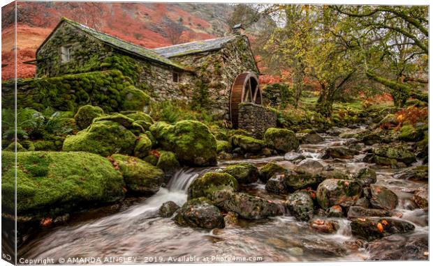 Timeless Old Water Mill Canvas Print by AMANDA AINSLEY