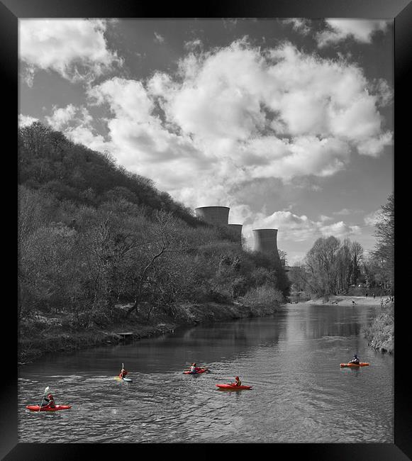 Power Station Ironbridge BW kayaking Framed Print by David French