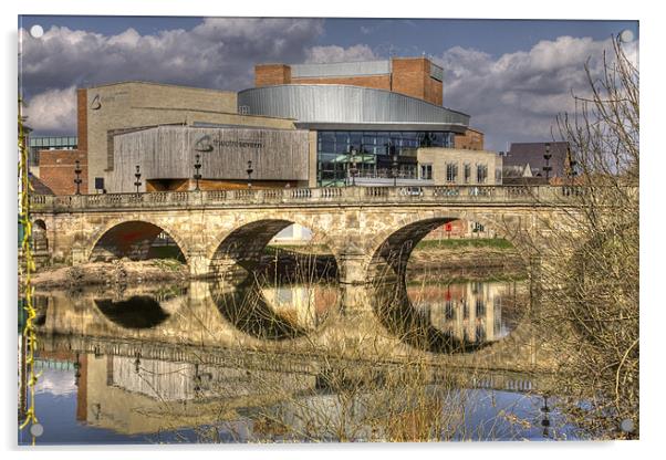 Welsh Bridge Shrewsbury Severn Theatre Acrylic by David French