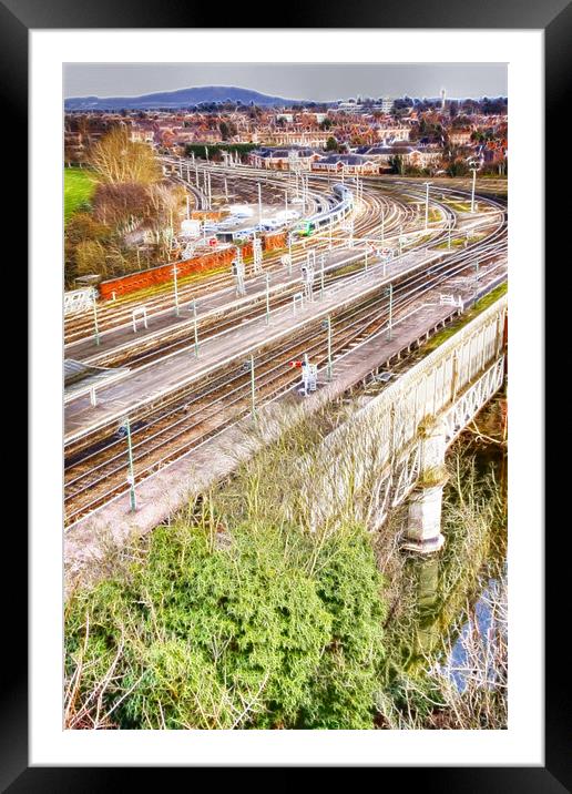 Shrewsbury Station and rail tracks fractals Framed Mounted Print by David French