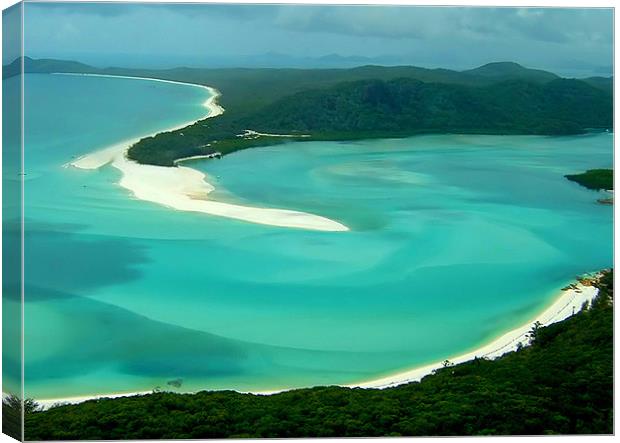Aerial View of Whitehaven Beach, Queensland, Austr Canvas Print by Serena Bowles