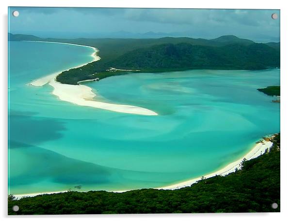 Aerial View of Whitehaven Beach, Queensland, Austr Acrylic by Serena Bowles