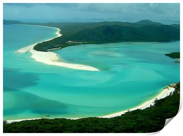 Aerial View of Whitehaven Beach, Queensland, Austr Print by Serena Bowles