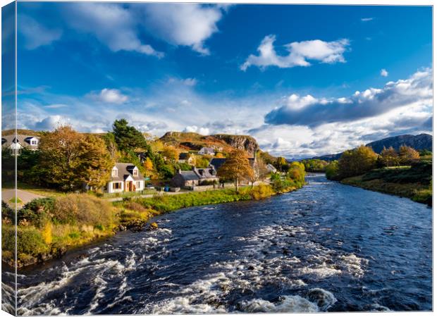 Poolewe and the River Ewe, Scotland. Canvas Print by Colin Allen