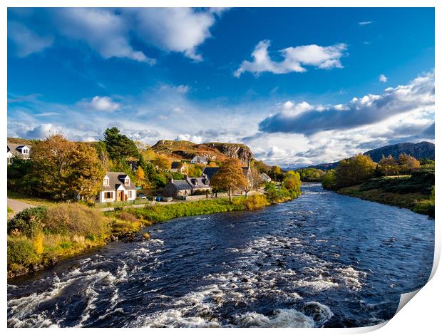 Poolewe and the River Ewe, Scotland. Print by Colin Allen