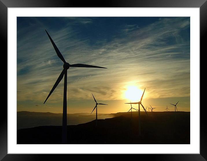 Windmills at Sunset Framed Mounted Print by Serena Bowles