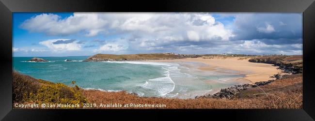 Cantock Beach from West Pentire Cornwall Framed Print by Ian Woolcock