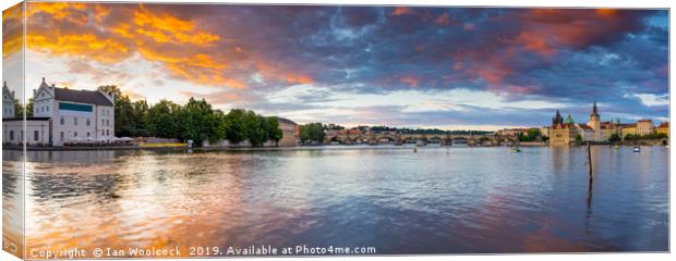 Sunset over the River Vltava Prague Czech Republic Canvas Print by Ian Woolcock