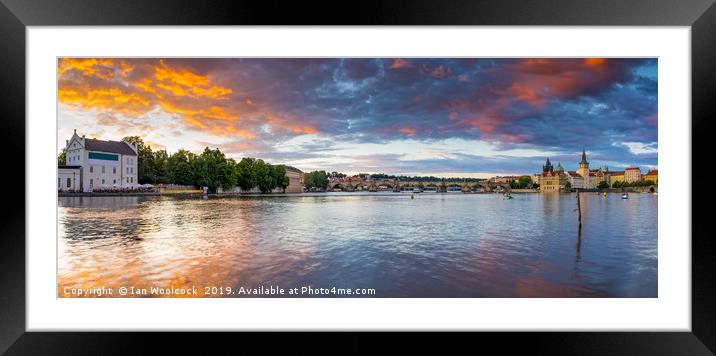 Sunset over the River Vltava Prague Czech Republic Framed Mounted Print by Ian Woolcock