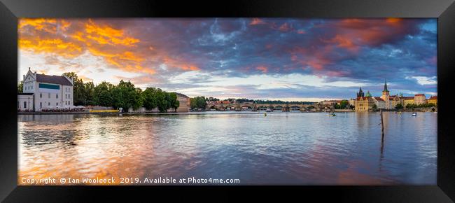 Sunset over the River Vltava Prague Czech Republic Framed Print by Ian Woolcock