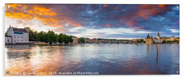 Sunset over the River Vltava Prague Czech Republic Acrylic by Ian Woolcock
