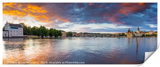 Sunset over the River Vltava Prague Czech Republic Print by Ian Woolcock