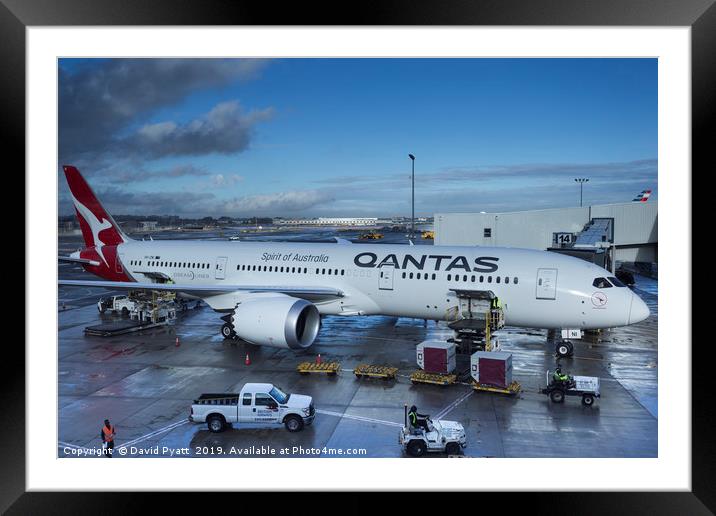 Qantas Boeing 787 Dreamliner Framed Mounted Print by David Pyatt