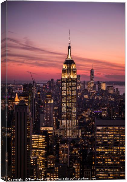 New York City Sunset Canvas Print by Tom Hard