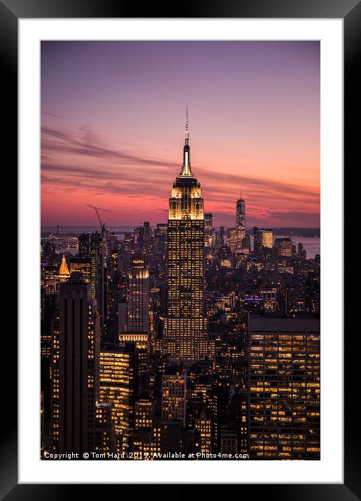 New York City Sunset Framed Mounted Print by Tom Hard