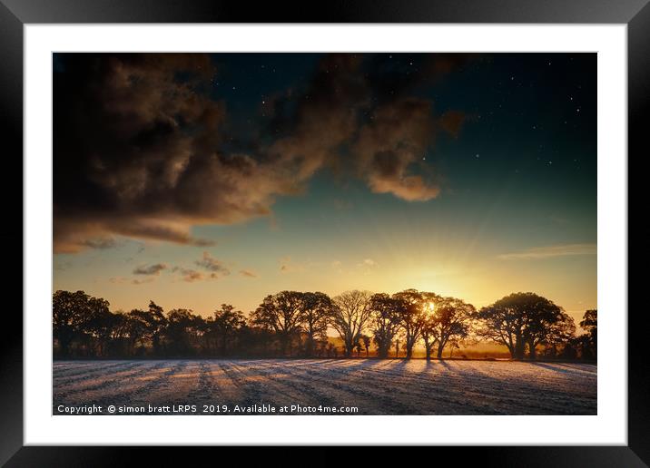 Sunrise over frosty fields in Norfolk Framed Mounted Print by Simon Bratt LRPS