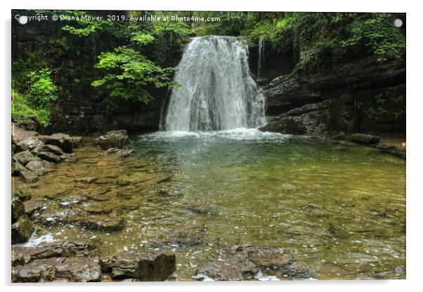  Janets Foss Waterfall Malham Yorkshire  Acrylic by Diana Mower