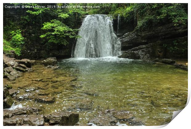  Janets Foss Waterfall Malham Yorkshire  Print by Diana Mower