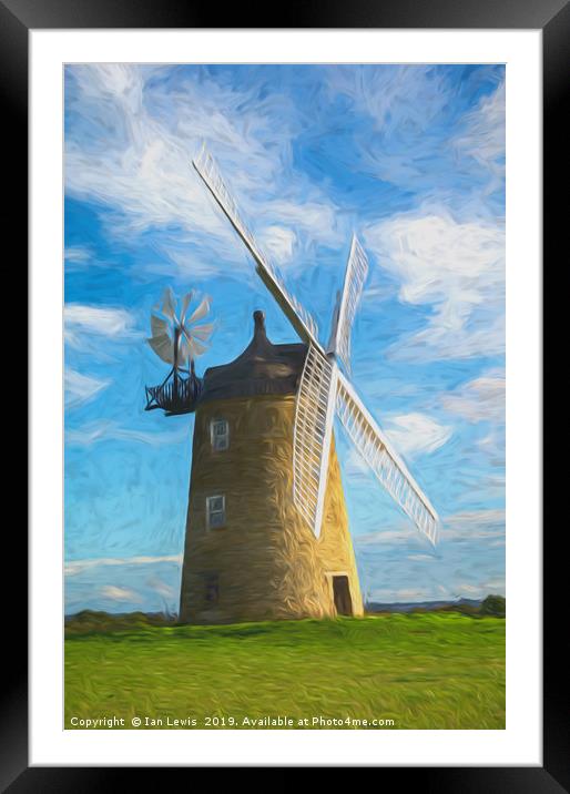 Great Haseley Windmill Impressionist Style Framed Mounted Print by Ian Lewis