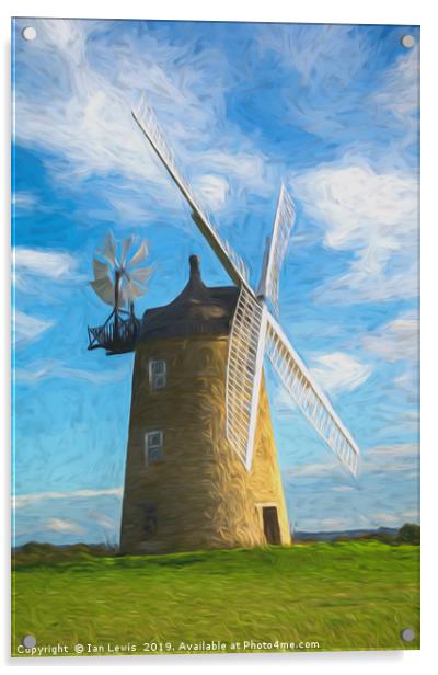 Great Haseley Windmill Impressionist Style Acrylic by Ian Lewis
