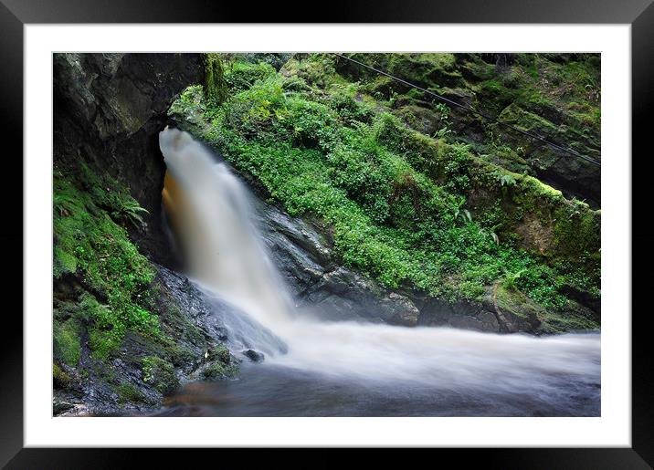 Waterfall In Spate Framed Mounted Print by Ronnie Reffin