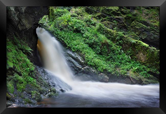Waterfall In Spate Framed Print by Ronnie Reffin