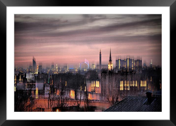 Dreamy City Skyline Framed Mounted Print by Karen Martin