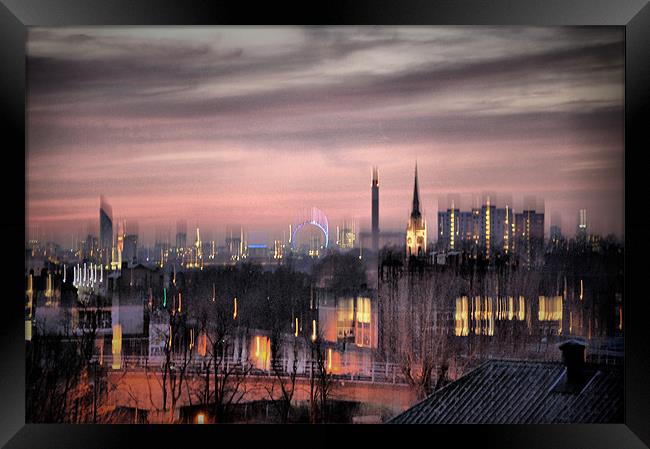 Dreamy City Skyline Framed Print by Karen Martin