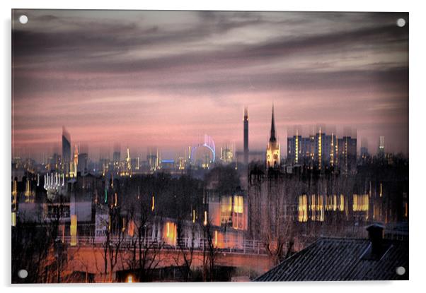 Dreamy City Skyline Acrylic by Karen Martin