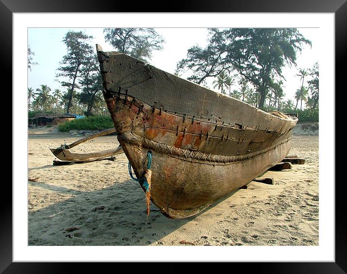Beached Boat Framed Mounted Print by Serena Bowles