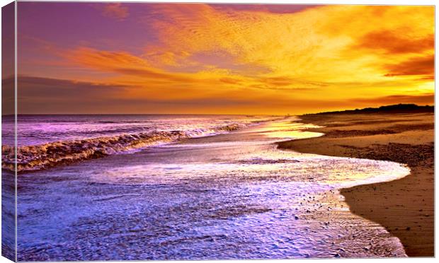 Sunset On Dunwich Beach Canvas Print by Darren Burroughs