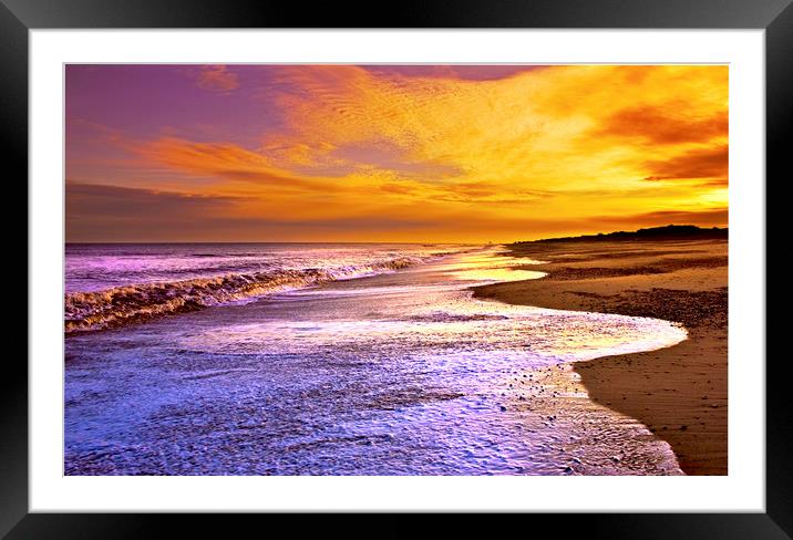 Sunset On Dunwich Beach Framed Mounted Print by Darren Burroughs