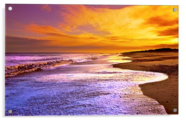 Sunset On Dunwich Beach Acrylic by Darren Burroughs
