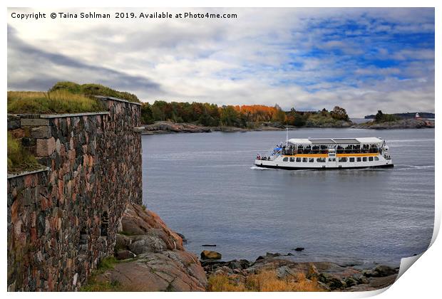 Small Ferry and Fortress Print by Taina Sohlman