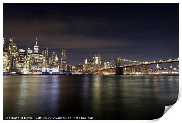 New York At Night Print by David Pyatt