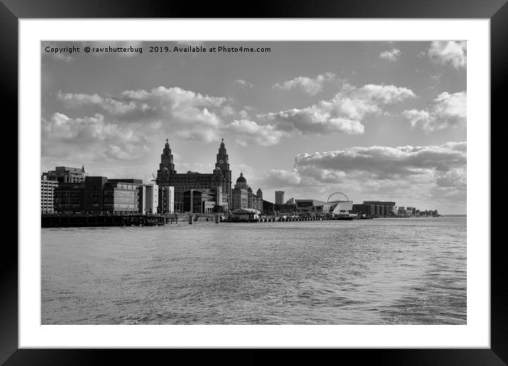 Liverpool Skyline Mono Framed Mounted Print by rawshutterbug 