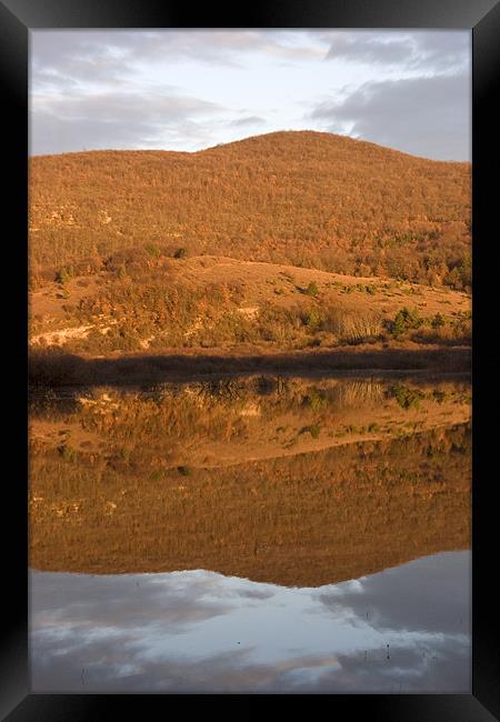 Landscape perfectly reflected in Palsko lake Framed Print by Ian Middleton