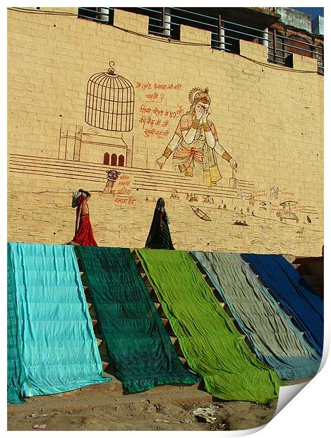 Drying Saris Print by Serena Bowles