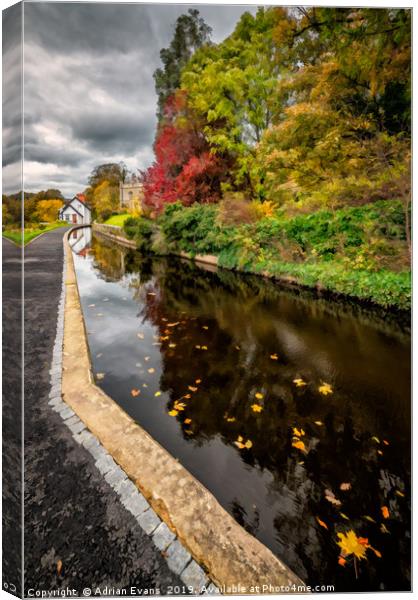 Llangollen Canal Path Autumn Canvas Print by Adrian Evans